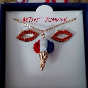 Betsey Red White & Blue necklace & earrings